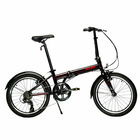 EUROMINI Zizzo Via 26 lbs Lightweight Aluminum Frame Shimano 7-Speed Folding Bike, Black - 20 in. EU586326